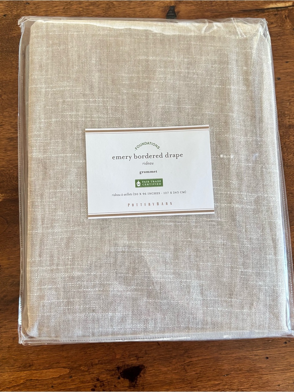 Pottery Barn Emery Bordered Drape - Grommet Oatmeal Gray 50โx96โ